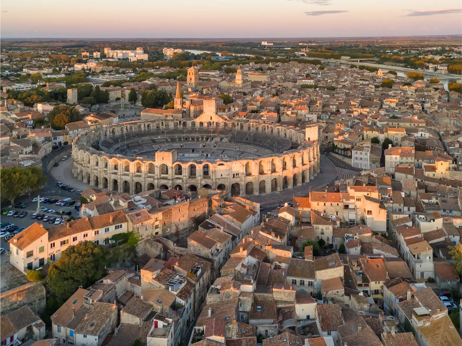 Arles amphitheatre, aerial view
