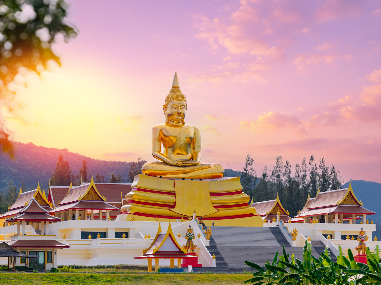 Golden Big Buddha Temple at sunset, Thailand