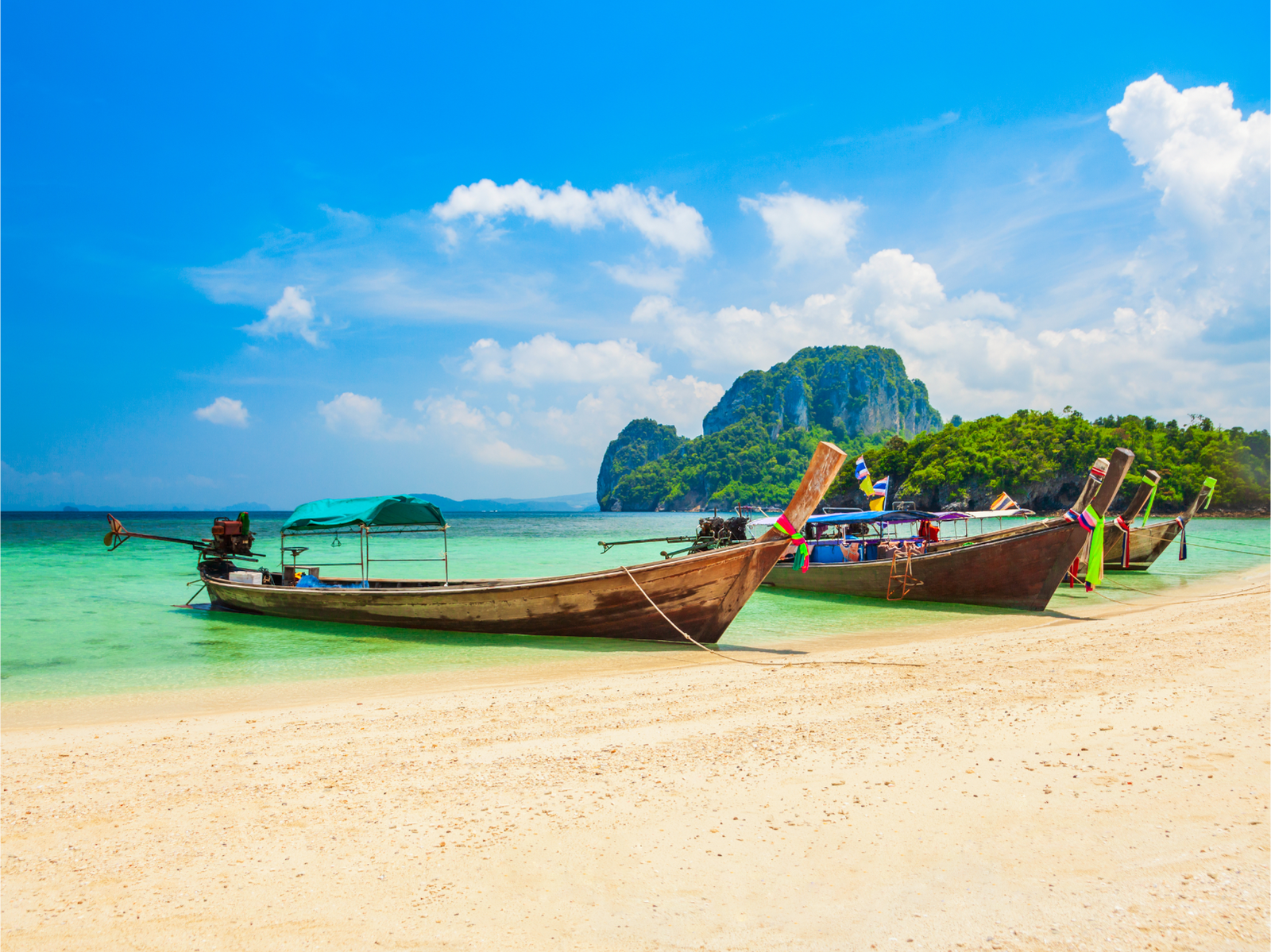 Longtail boats on the beach, Krabi